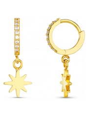 Orelia London Starburst Cracker Micro Pave Hoops Earrings - Image 1 of 3