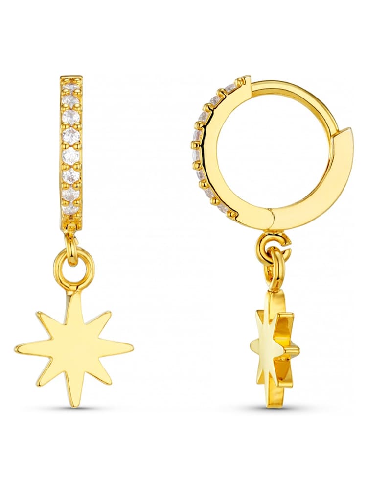 Orelia London Starburst Cracker Micro Pave Hoops Earrings - Image 1 of 3