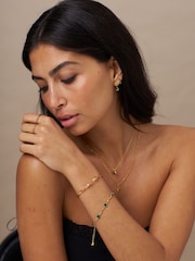 Orelia London Gold Tone Emerald & Bar Link Chain Bracelet - Image 2 of 2