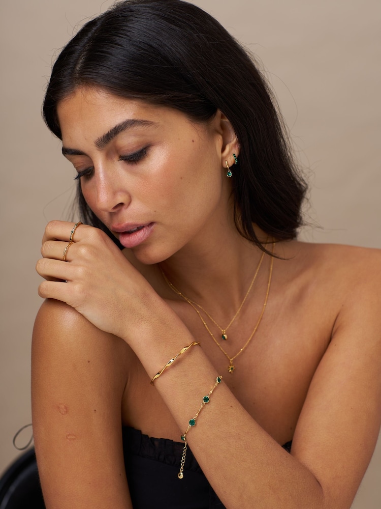 Orelia London Gold Tone Emerald & Bar Link Chain Bracelet - Image 2 of 2