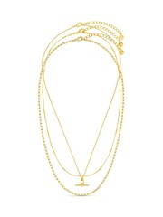 Orelia London Gold Tone Dainty T-Bar 3 Row Necklace - Image 2 of 3