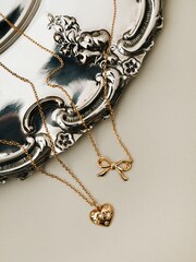 Orelia London Gold Tone Delicate Bow Charm Necklace - Image 3 of 4