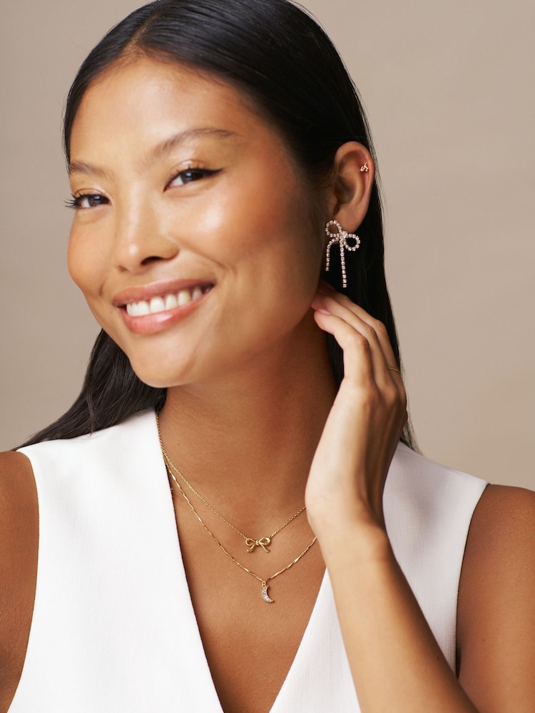 Orelia London Gold Tone Delicate Bow Charm Necklace - Image 4 of 4 Orelia London Gold Tone Delicate Bow Charm Necklace - Image 4 of 4
