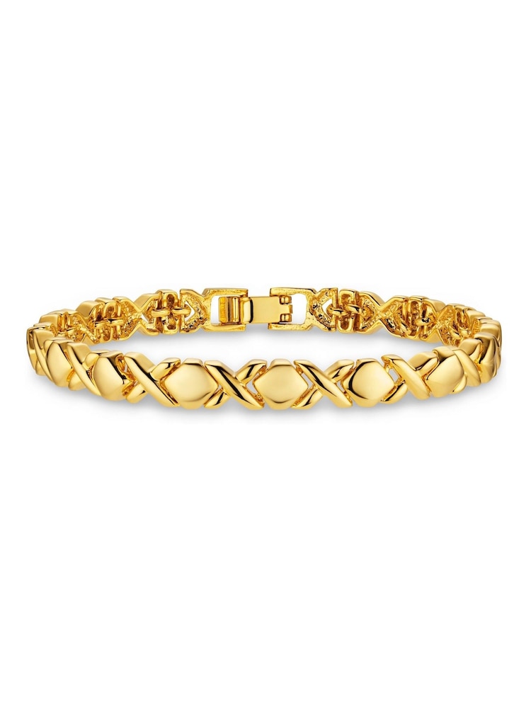 Orelia London Gold Tone Solid Cross Metal Tennis Bracelet - Image 1 of 4