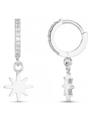 Orelia London Starburst Cracker Micro Pave Hoops Earrings - Image 1 of 5