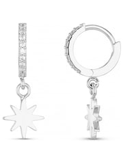 Orelia London Starburst Cracker Micro Pave Hoops Earrings - Image 4 of 5