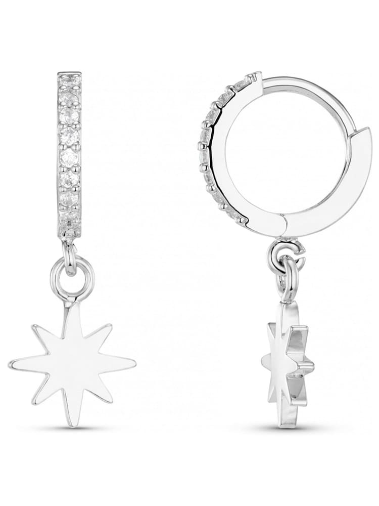 Orelia London Starburst Cracker Micro Pave Hoops Earrings - Image 5 of 5