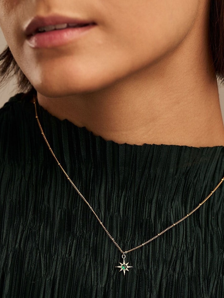 Orelia London Gold Tone Emerald Star Charm Necklace - Image 4 of 4