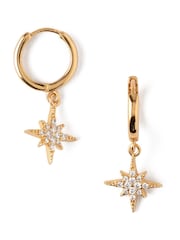 Orelia London Starburst Huggie Hoop Earrings - Image 1 of 2