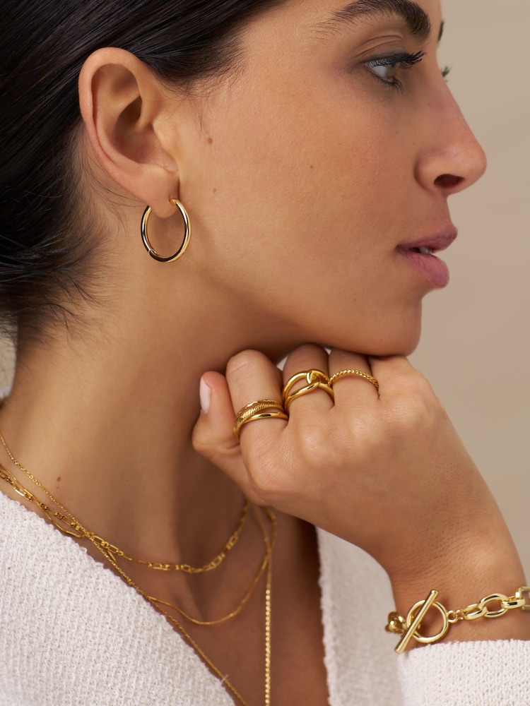 Orelia London Large Everyday Elevated Hoop Earrings - Image 1 of 2