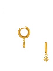 Orelia London Gold Tone Pave Micro Starburst Huggie Hoop Earrings - Image 1 of 2