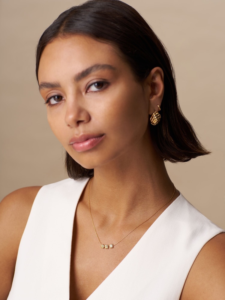 Orelia London Gold Tone Cross Trio Thread Thru Necklace - Image 4 of 4