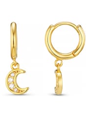 Orelia London Gold Tone Pave Moon Charm Micro Hoops - Image 1 of 2