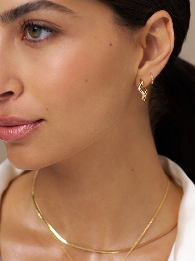 Orelia London Gold Tone Pave Mini Micro Hoop Earrings - Image 1 of 3