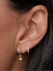 Orelia London Gold Tone Pave Mini Micro Hoop Earrings - Image 2 of 3