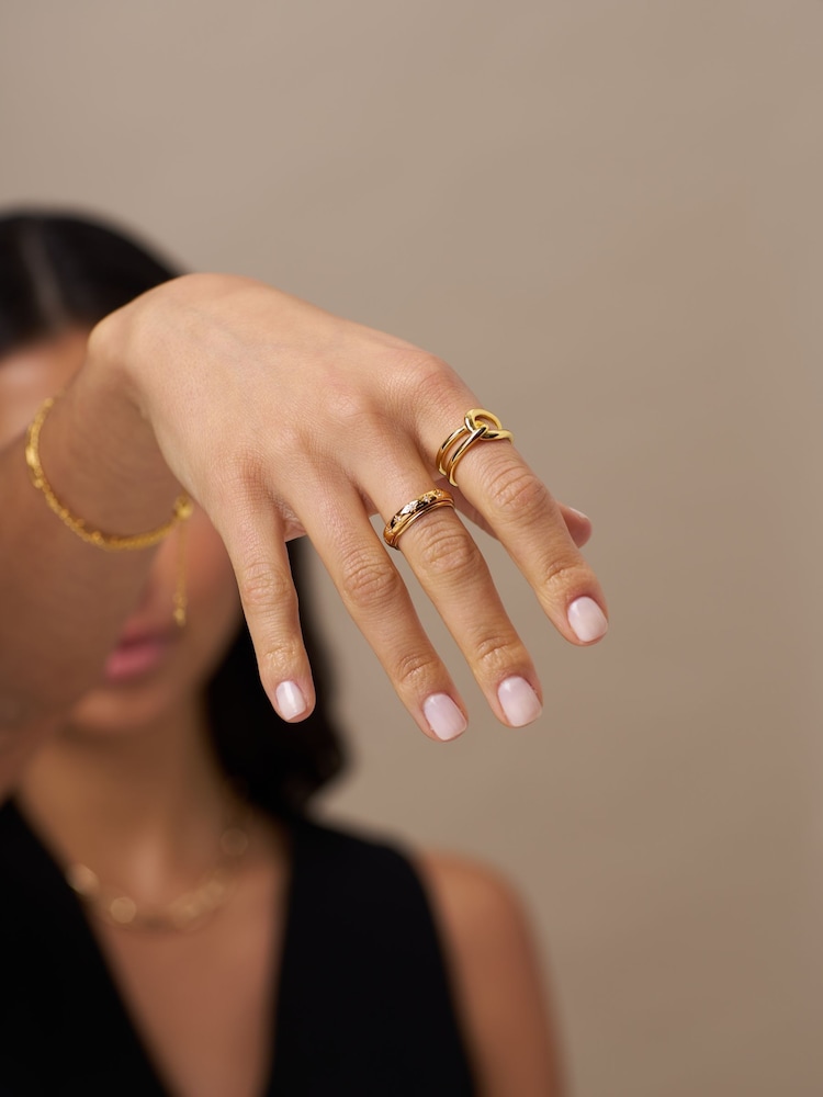 Orelia London Gold Tone Crystal Engraved Starburst Ring - Image 2 of 3 Orelia London Gold Tone Crystal Engraved Starburst Ring - Image 2 of 3