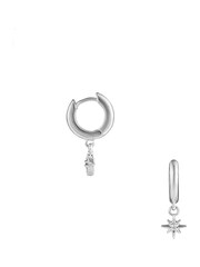 Orelia London Silver Tone Starburst Pavé Micro Huggie Hoop Earrings - Image 1 of 2