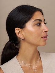 Orelia London Silver Tone Starburst Pavé Micro Huggie Hoop Earrings - Image 2 of 2