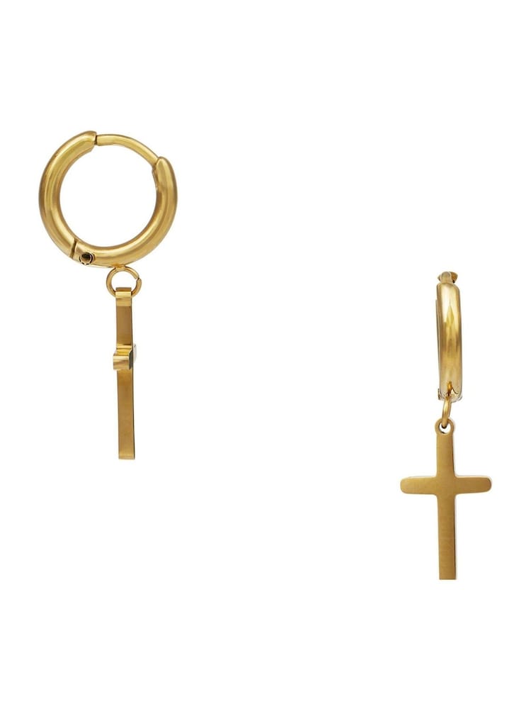 Orelia London Gold Tone Cross Charm Hoop Earrings - Image 1 of 1