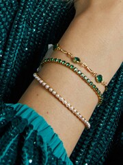 Orelia London Gold Tone Emerald Tennis Bracelet - Image 2 of 2