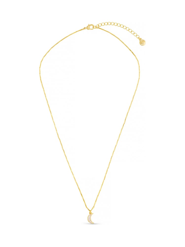 Orelia London Gold Tone Crystal Baguette Moon Charm Necklace - Image 1 of 2