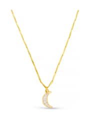 Orelia London Gold Tone Crystal Baguette Moon Charm Necklace - Image 2 of 2