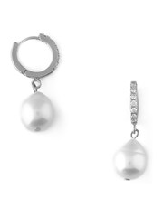 Orelia London Pearl Drop Pave Hoop Earrings - Image 1 of 3