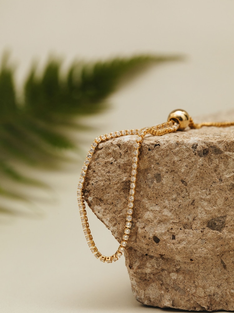 Orelia London Gold Tone Fine Crystal Tennis Slider Bracelet - Image 2 of 3