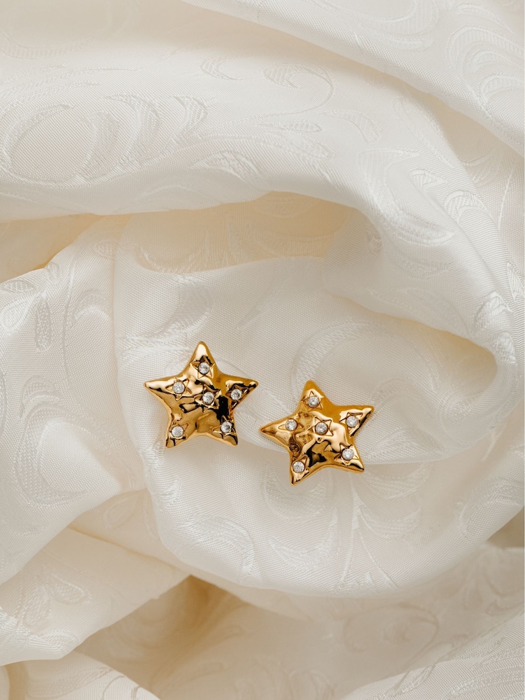 Orelia London Gold Tone Statement Crystal Star Stud Earrings - Image 2 of 3