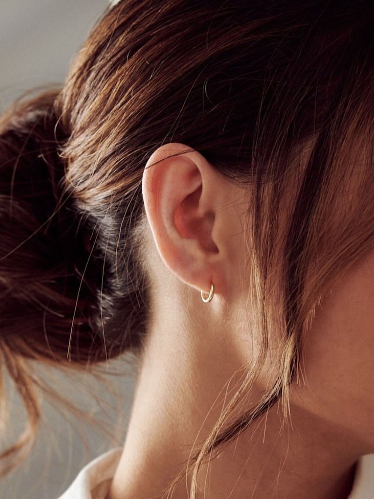 Orelia London Mini Micro Hoop Earrings - Image 3 of 3