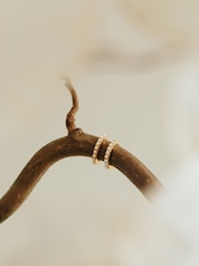 Orelia London Gold Tone Pearl Mini Micro Hoop Earrings - Image 2 of 3