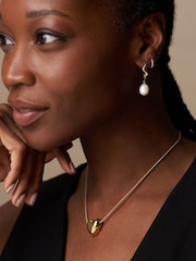 Orelia London Gold Tone Pearl Mini Micro Hoop Earrings - Image 3 of 3