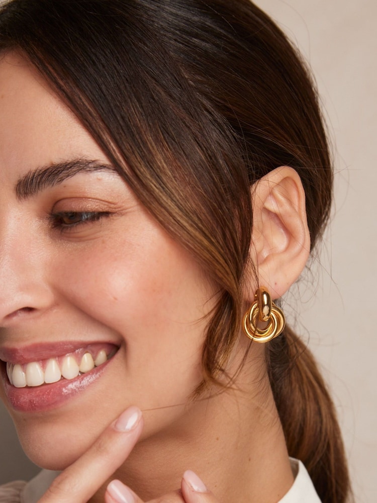 Orelia London Gold Tone Statement Interlocking Earrings - Image 1 of 2 Orelia London Gold Tone Statement Interlocking Earrings - Image 1 of 2