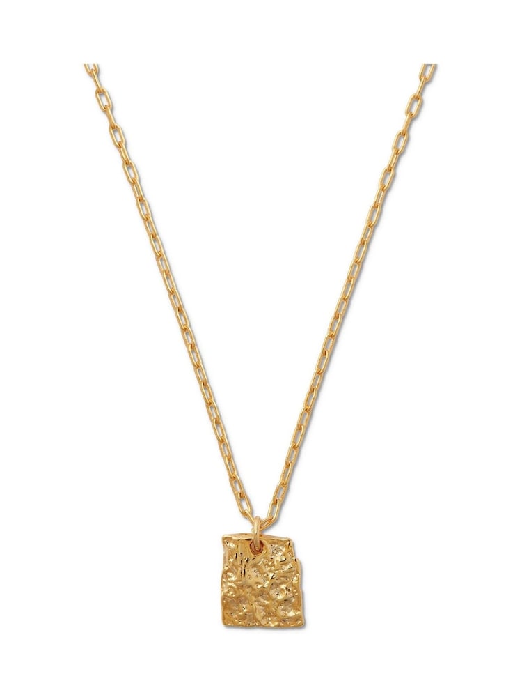 Orelia London Gold Tone Molten Square Charm Necklace - Image 2 of 3