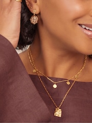 Orelia London Gold Tone Molten Square Charm Necklace - Image 3 of 3
