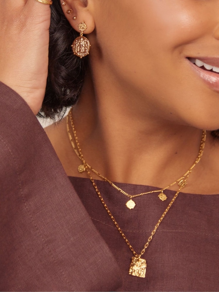 Orelia London Gold Tone Molten Square Charm Necklace - Image 3 of 3