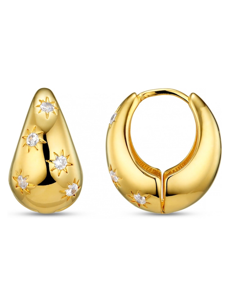 Orelia London Gold Tone Tapered Crystal Starburst Hoop Earrings - Image 1 of 3 Orelia London Gold Tone Tapered Crystal Starburst Hoop Earrings - Image 1 of 3
