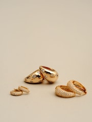 Orelia London Gold Tone Tapered Crystal Starburst Hoop Earrings - Image 2 of 3