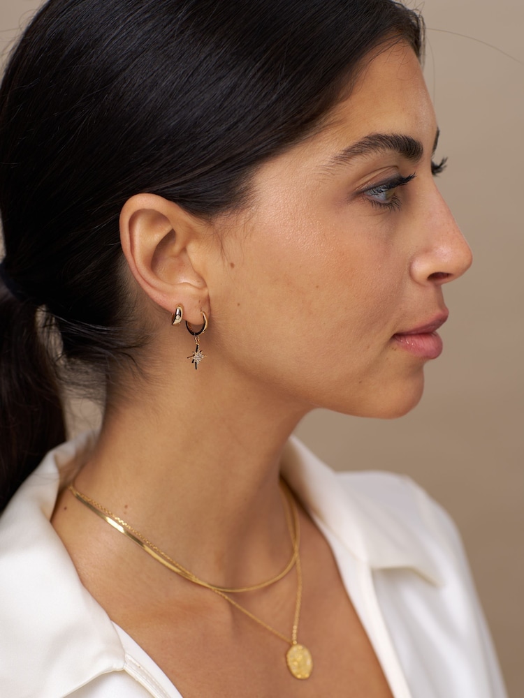 Orelia London Mini Domed Huggie Hoop Earrings - Image 2 of 2