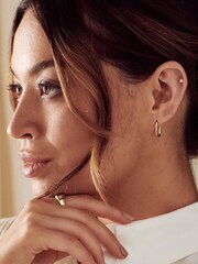 Orelia London Gold Tone Mini Oval Hoop Earrings - Image 2 of 2