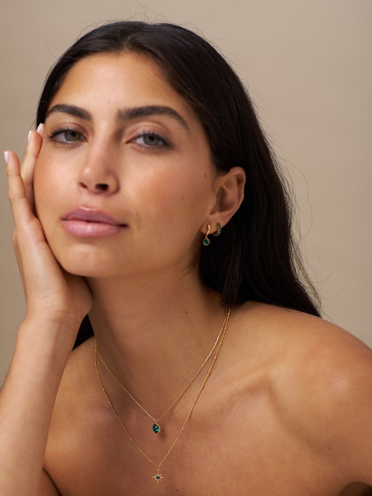 Orelia London Swarovski Emerald Ditsy Necklace - Image 3 of 3