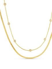 Orelia London Gold Tone Stationed Crystal & Snake 2-Row Necklace - Image 2 of 4