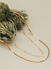 Orelia London Gold Tone Stationed Crystal & Snake 2-Row Necklace - Image 3 of 4