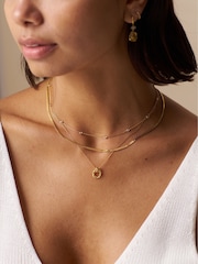 Orelia London Gold Tone Stationed Crystal & Snake 2-Row Necklace - Image 4 of 4