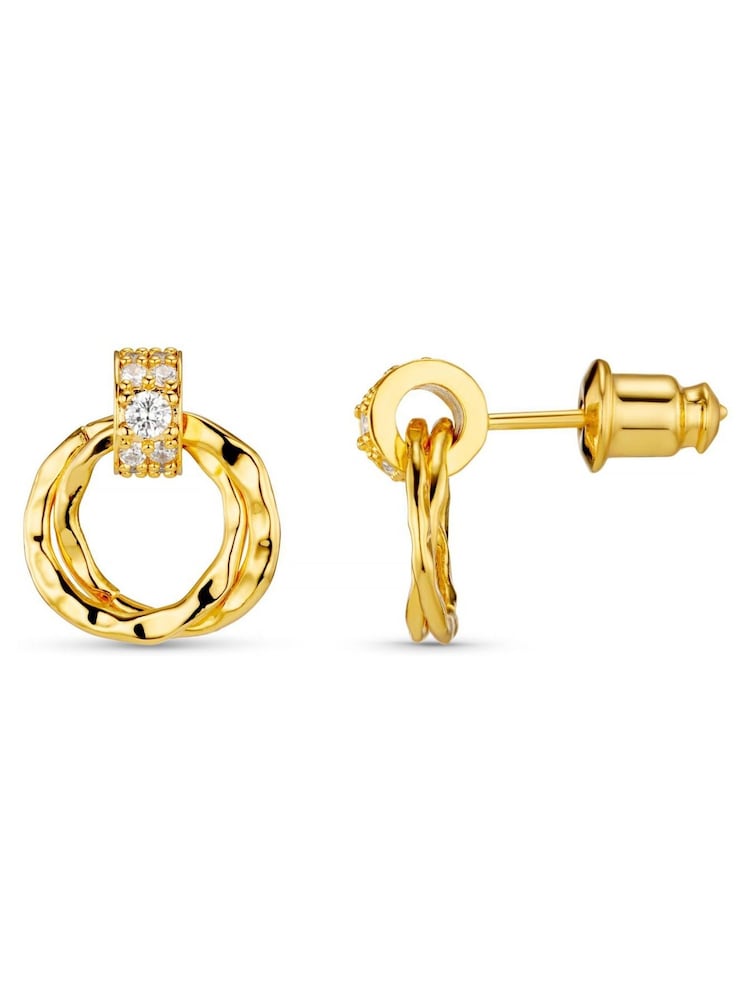 Orelia London Mini Gold Tone Pave & Open Circle Interlocking Stud Earrings - Image 1 of 3 Orelia London Mini Gold Tone Pave & Open Circle Interlocking Stud Earrings - Image 1 of 3