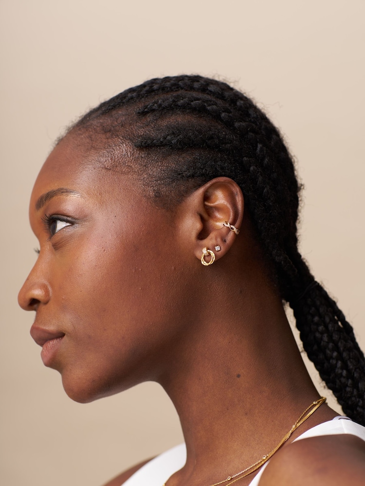 Orelia London Mini Gold Tone Pave & Open Circle Interlocking Stud Earrings - Image 3 of 3 Orelia London Mini Gold Tone Pave & Open Circle Interlocking Stud Earrings - Image 3 of 3