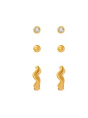 Orelia London Wave Huggie 3 Pack Ear Party Earrings - Image 1 of 2