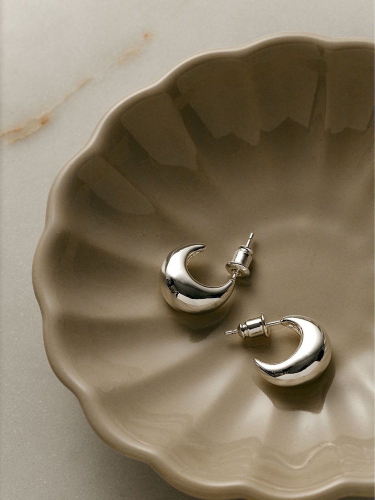Orelia London Tapered Domed Hoop Earrings - Image 2 of 2