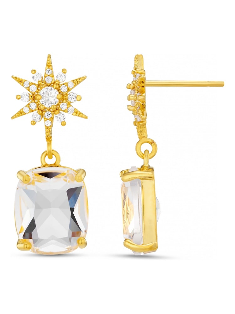 Orelia London Gold Tone Pave Starburst & Crystal Drop Earrings - Image 1 of 3 Orelia London Gold Tone Pave Starburst & Crystal Drop Earrings - Image 1 of 3