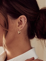 Orelia London Gold Tone Tapered Hoop Earrings - Image 2 of 2